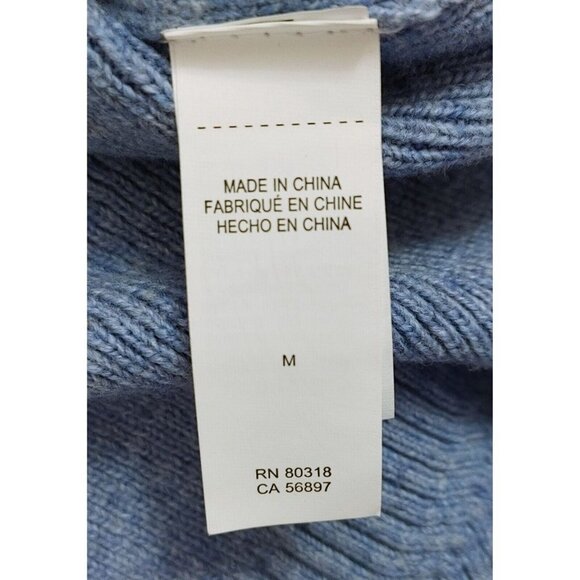 Lucky Brand Womens Pullover Sweater  Size Medium Blue Ribbed Cotton Blend - Picture 4 of 5